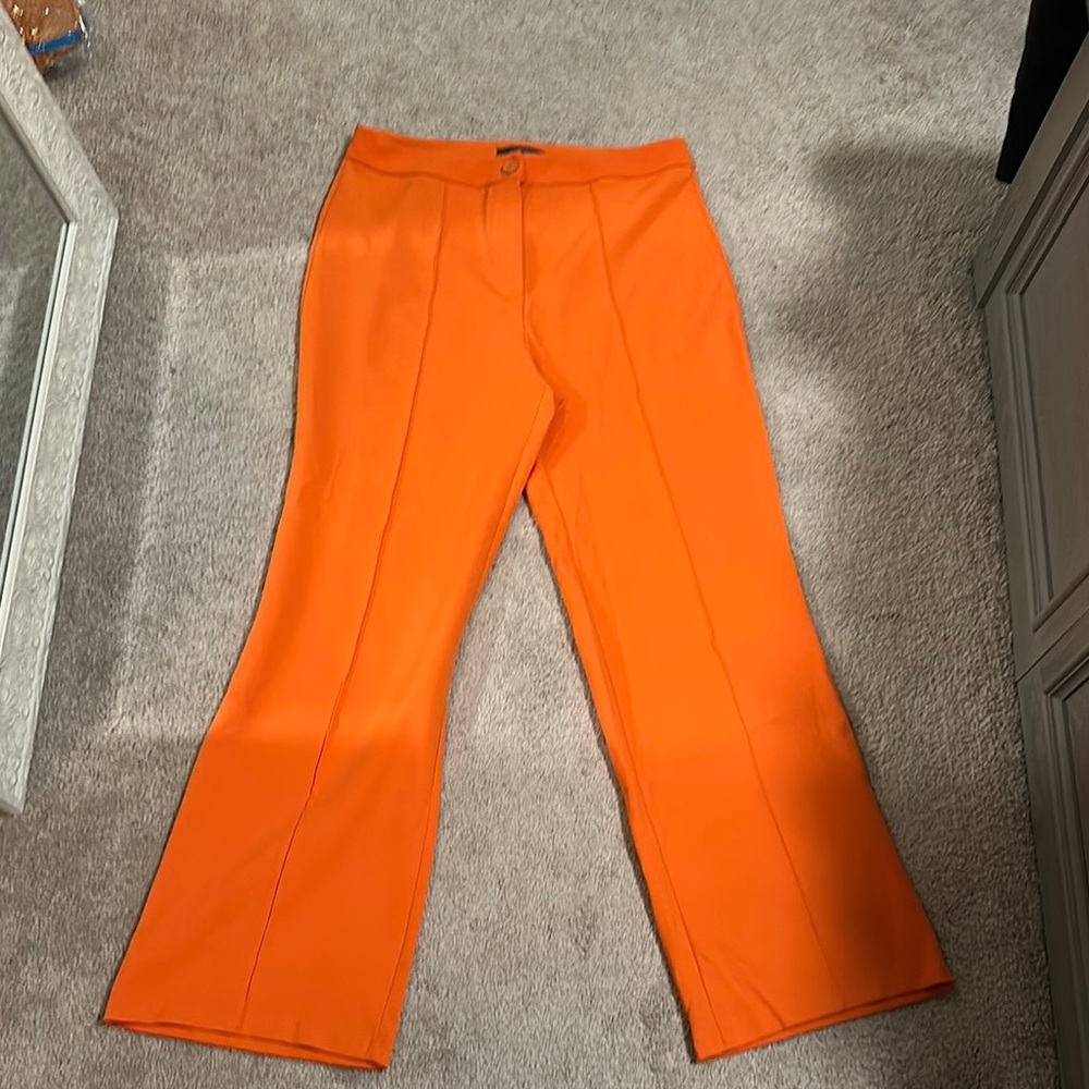 Primark Orange Flare Pants with Relaxed Fit